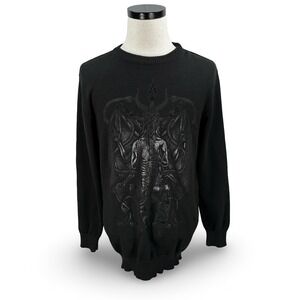 Killstar Mens Black Baphomet Knit Sweater Goth Emo Punk Occult Crewneck Small